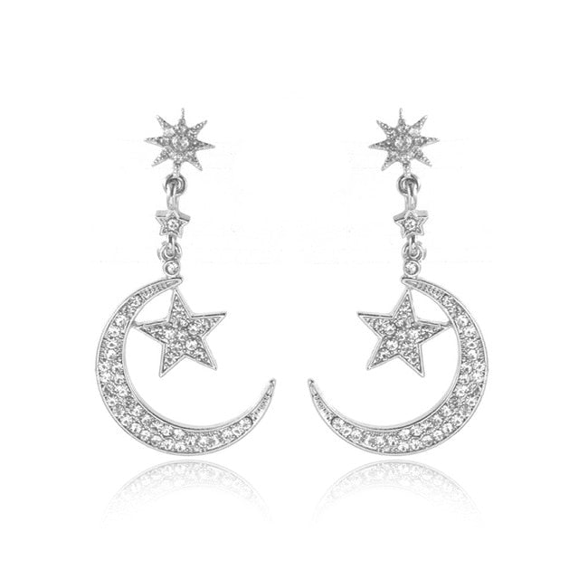 Star and Moon Drop Earrings Pi-Mart