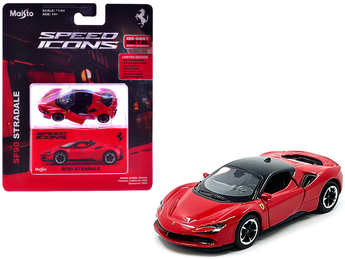 Ferrari SF90 Stradale Red with Black Top "Speed Icons" Series 1/64 Diecast Model Car by Maisto LuxuryLifeWay Online Store