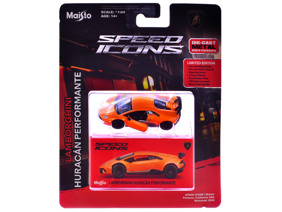 Lamborghini Huracan Performante Orange "Speed Icons" Series 1/64 Diecast Model Car by Maisto LuxuryLifeWay Online Store