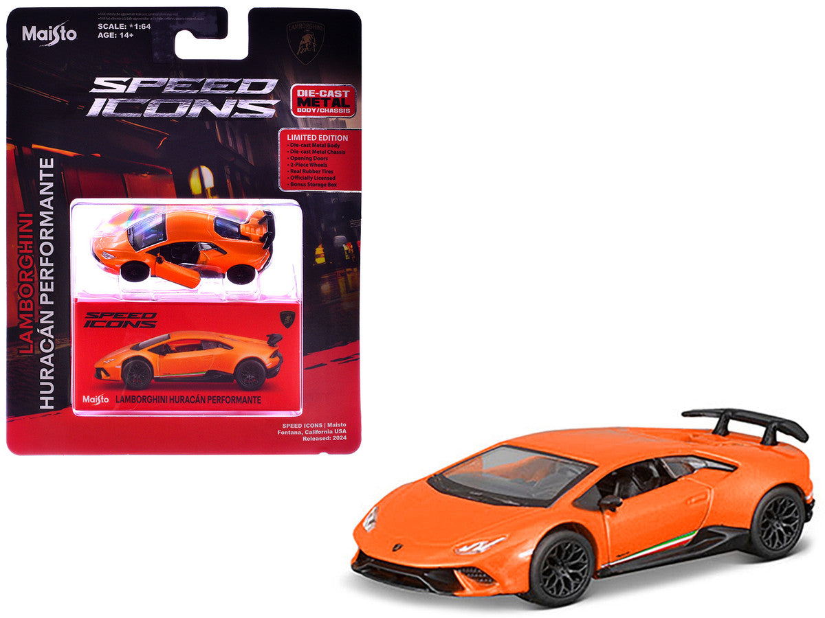 Lamborghini Huracan Performante Orange "Speed Icons" Series 1/64 Diecast Model Car by Maisto LuxuryLifeWay Online Store