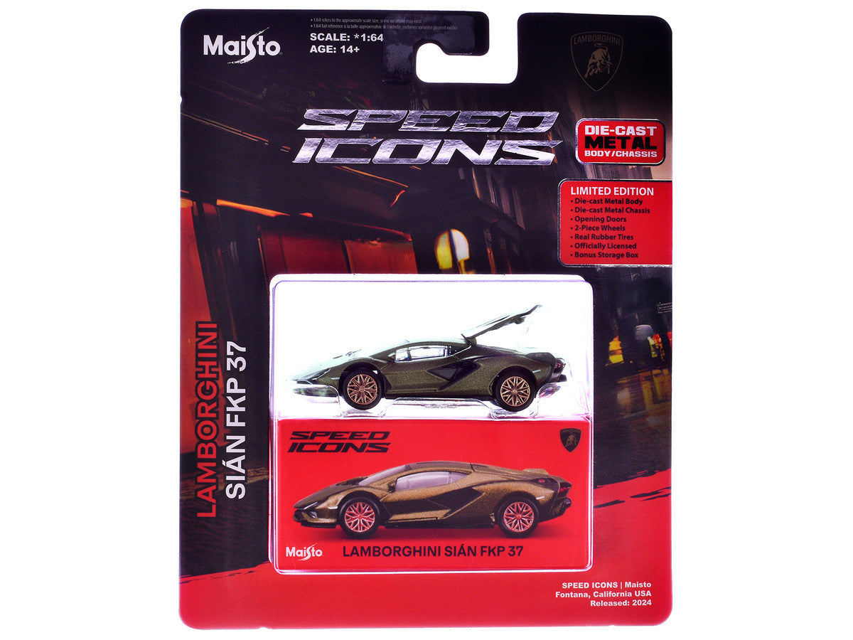 Lamborghini Sian FKP 37 Green Metallic "Speed Icons" Series 1/64 Diecast Model Car by Maisto LuxuryLifeWay Online Store