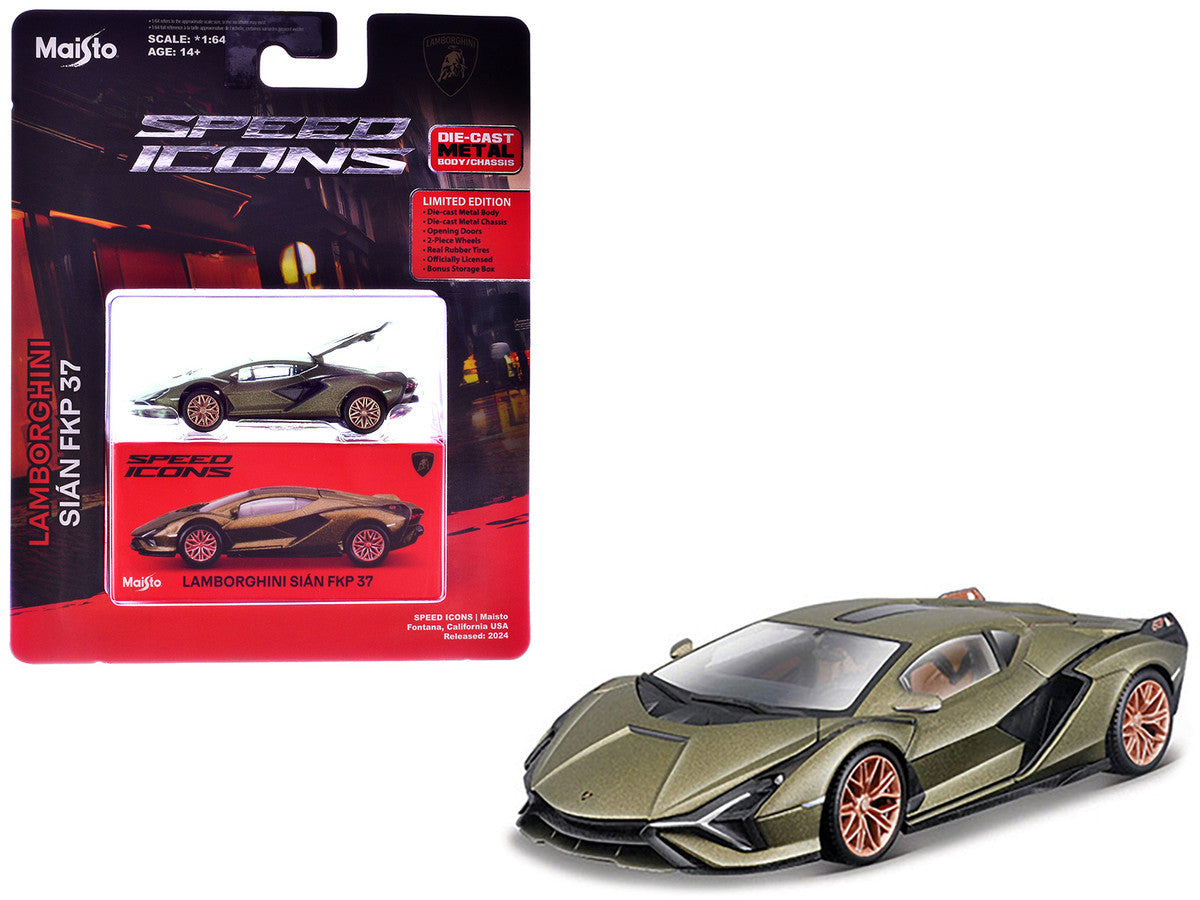 Lamborghini Sian FKP 37 Green Metallic "Speed Icons" Series 1/64 Diecast Model Car by Maisto LuxuryLifeWay Online Store