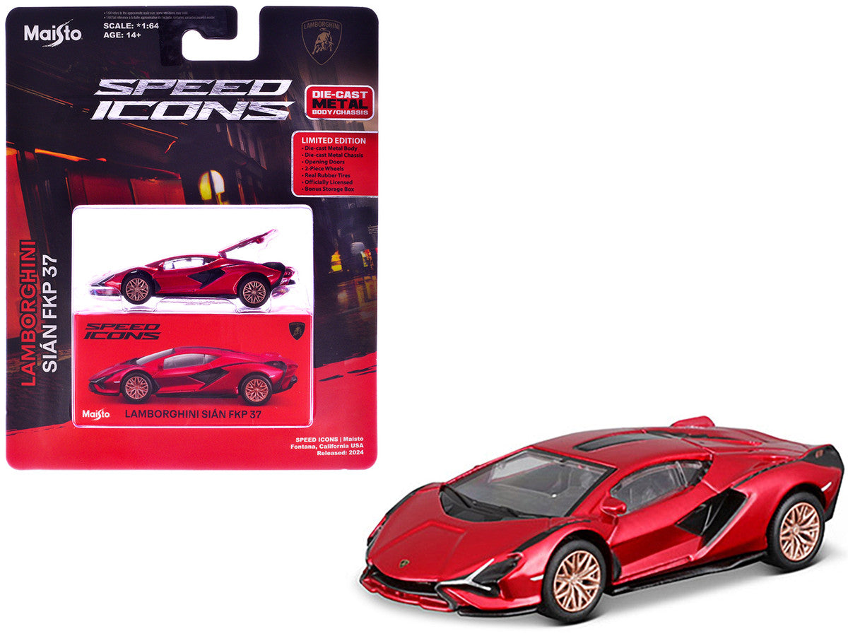Lamborghini Sian FKP 37 Red Metallic "Speed Icons" Series 1/64 Diecast Model Car by Maisto LuxuryLifeWay Online Store
