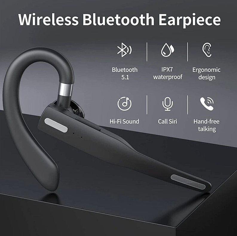 Trucker Wireless Headset Bluetooth 5.1 Earpiece Dual Mic Earbud Noise Cancelling LuxuryLifeWay Online Store