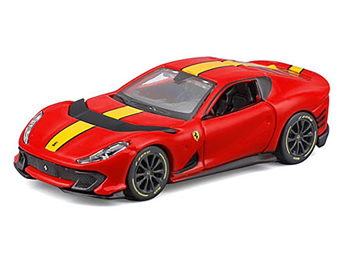 Ferrari 812 Competizione Red with Yellow Stripe "Speed Icons" Series 1/64 Diecast Model Car by Maisto LuxuryLifeWay Online Store
