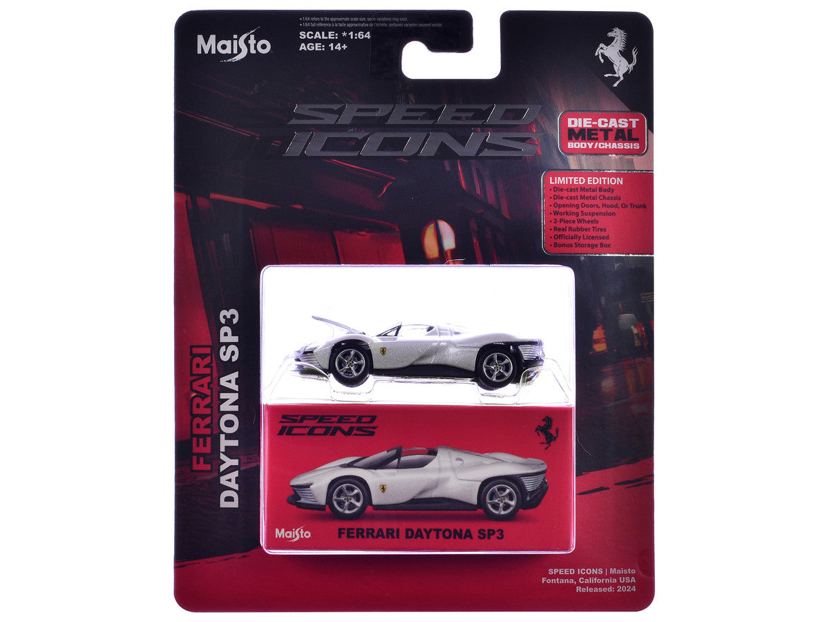 Ferrari Daytona SP3 White Metallic "Speed Icons" Series 1/64 Diecast Model Car by Maisto LuxuryLifeWay Online Store
