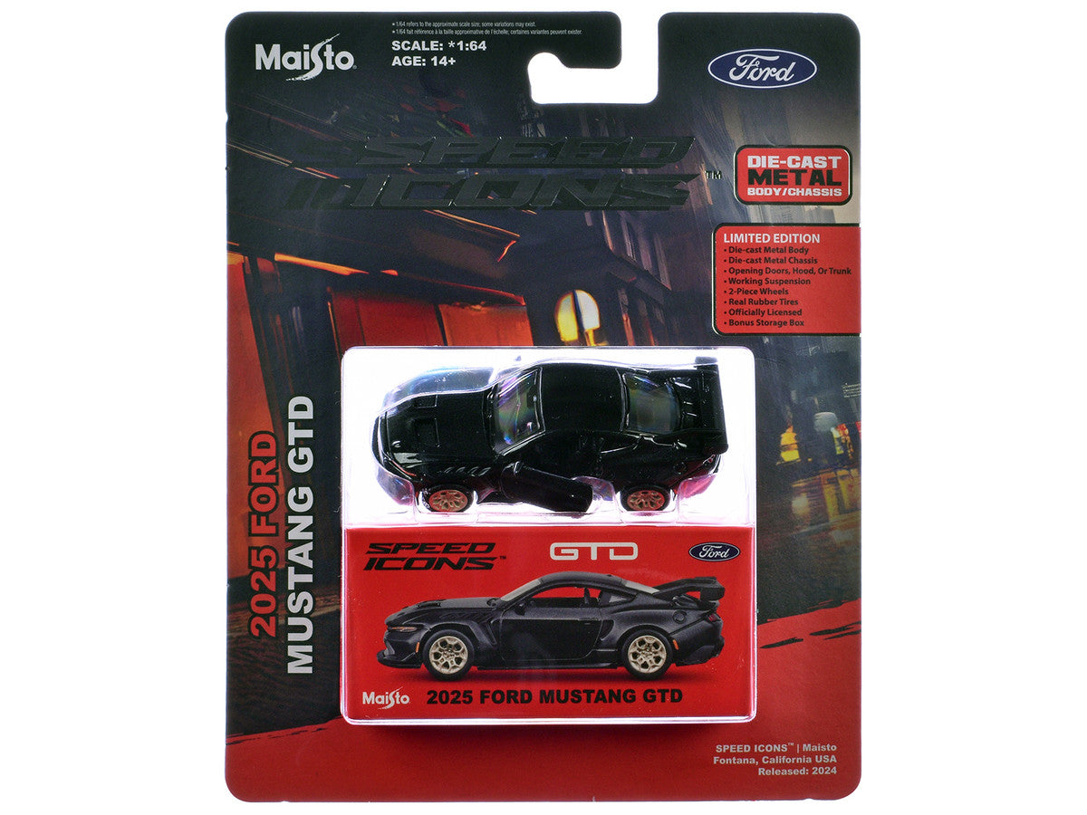 2025 Ford Mustang GTD Black Metallic "Speed Icons" Series 1/64 Diecast Model Car by Maisto LuxuryLifeWay Online Store