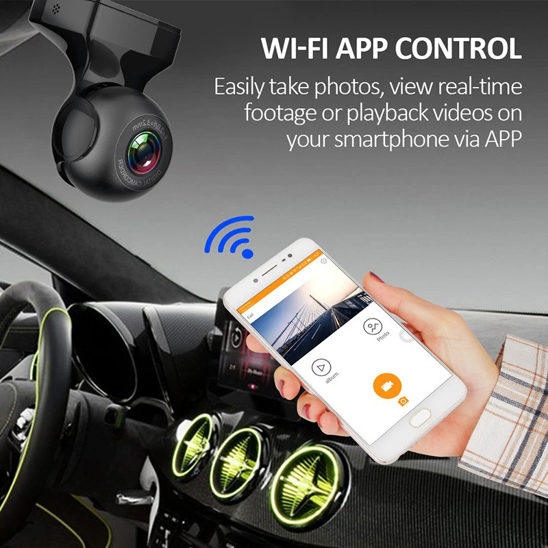 170° WiFi Dash Cam Recorder Car Camera HD 1080P Car DVR Vehicle Video G-Sensor Pi-Mart