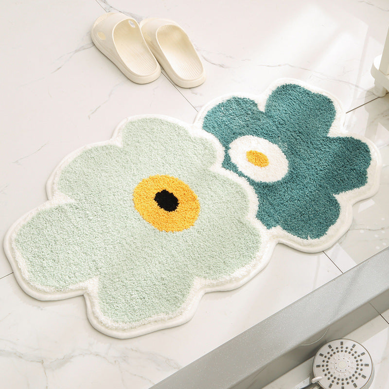 Bathroom Flocking Absorbent Floor Mat Anti Slip Pad Household Use