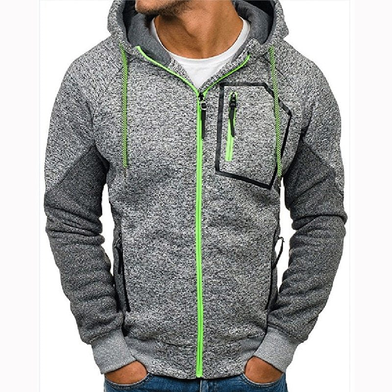 Men's Long Sleeve Hoodie Hoodie Zip Pocket Paneling Jacket