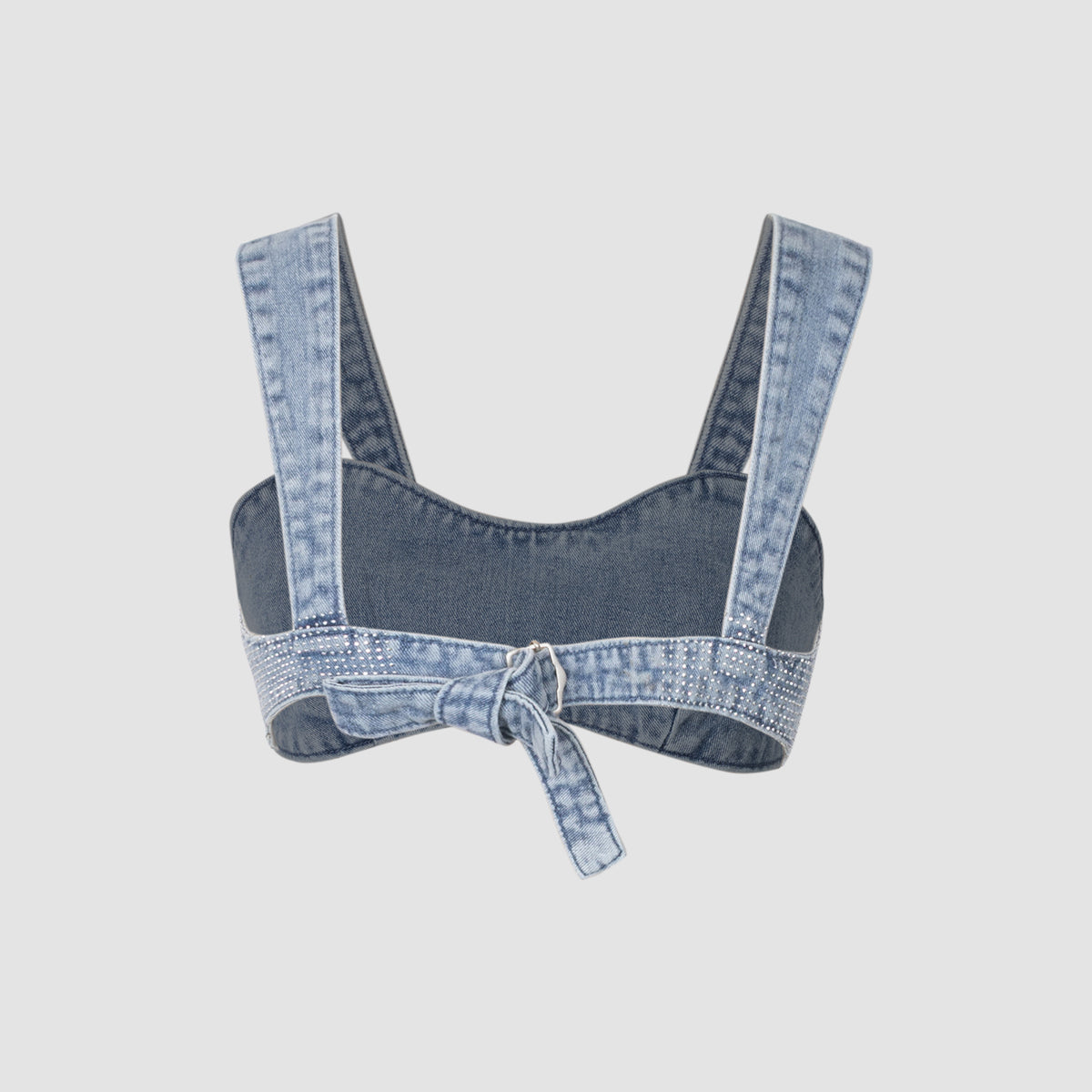 Elegant Glittery Denim Crop Top And Pants Ensemble NorixaFashion.com