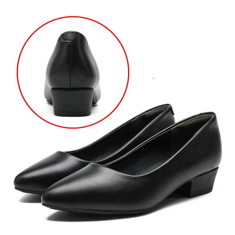 Leather Work Shoes Women Black LadyShow.Store