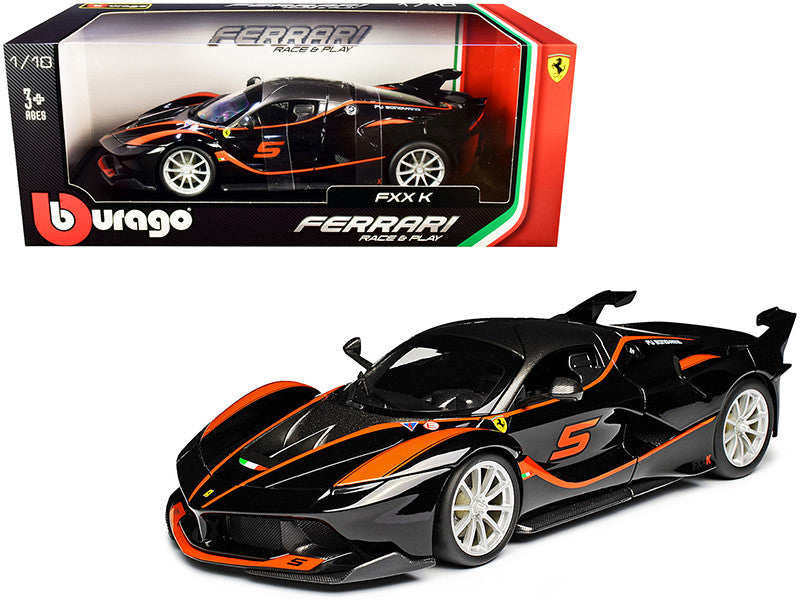 Ferrari FXX-K #5 Fu Songyang Black with Gray Top and Orange Stripes 1/18 Diecast Model Car by Bburago LuxuryLifeWay Online Store