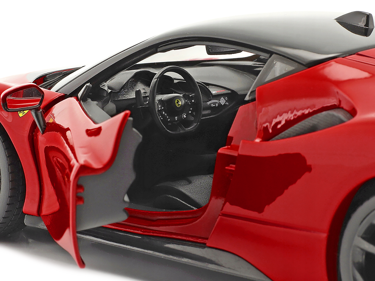 Ferrari SF90 Stradale Red with Black Top "Race + Play" Series 1/18 Diecast Model Car by Bburago LuxuryLifeWay Online Store