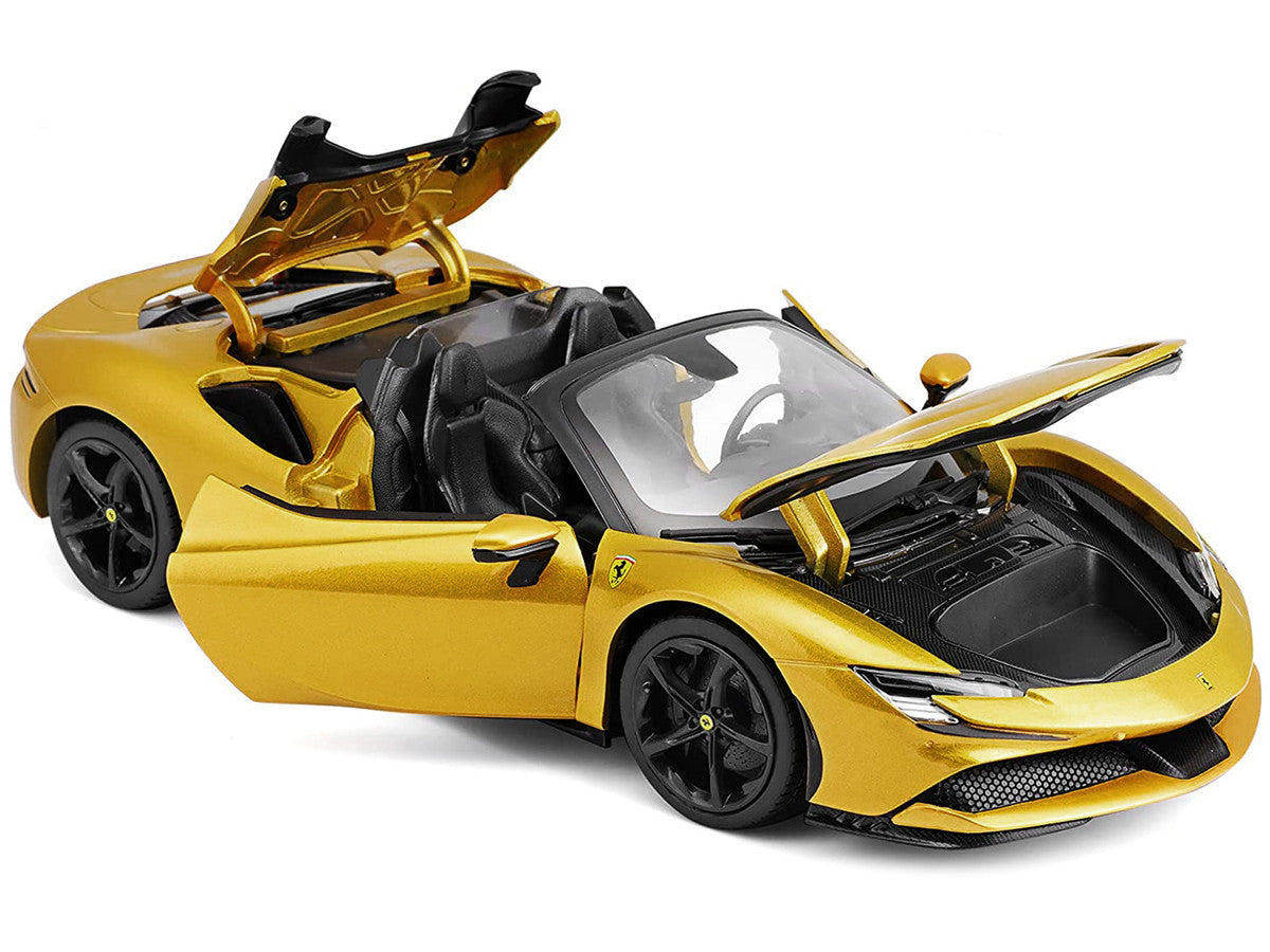 Ferrari SF90 Spider Gold Metallic "Race + Play" Series 1/18 Diecast Model Car by Bburago LuxuryLifeWay Online Store