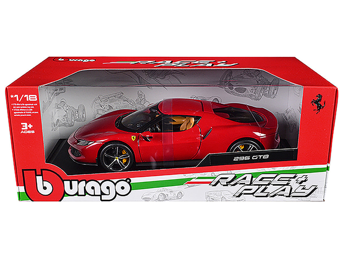 Ferrari 296 GTB Red "Race + Play" Series 1/18 Diecast Model Car by Bburago LuxuryLifeWay Online Store