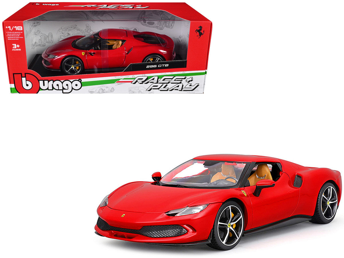 Ferrari 296 GTB Red "Race + Play" Series 1/18 Diecast Model Car by Bburago LuxuryLifeWay Online Store