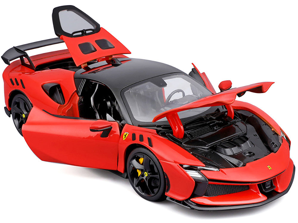 Ferrari SF90 XX Stradale Red with Black Top "Race + Play" Series 1/18 Diecast Model Car by Bburago LuxuryLifeWay Online Store