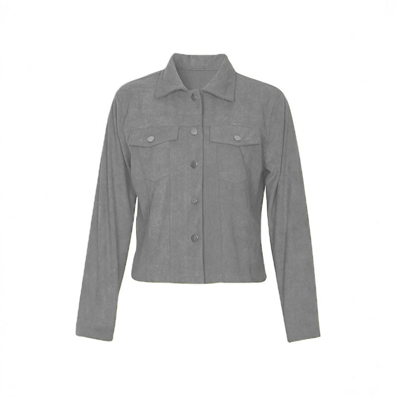 Women's Corduroy Long Sleeve Jacket - Casual Button-Up Coat With Flap Pockets LadyShow.Store