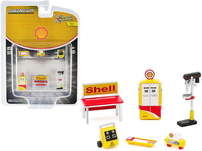 "Shell Oil" 6 piece Shop Tools Set "Shop Tool Accessories" Series 3 1/64 by Greenlight LuxuryLifeWay Online Store