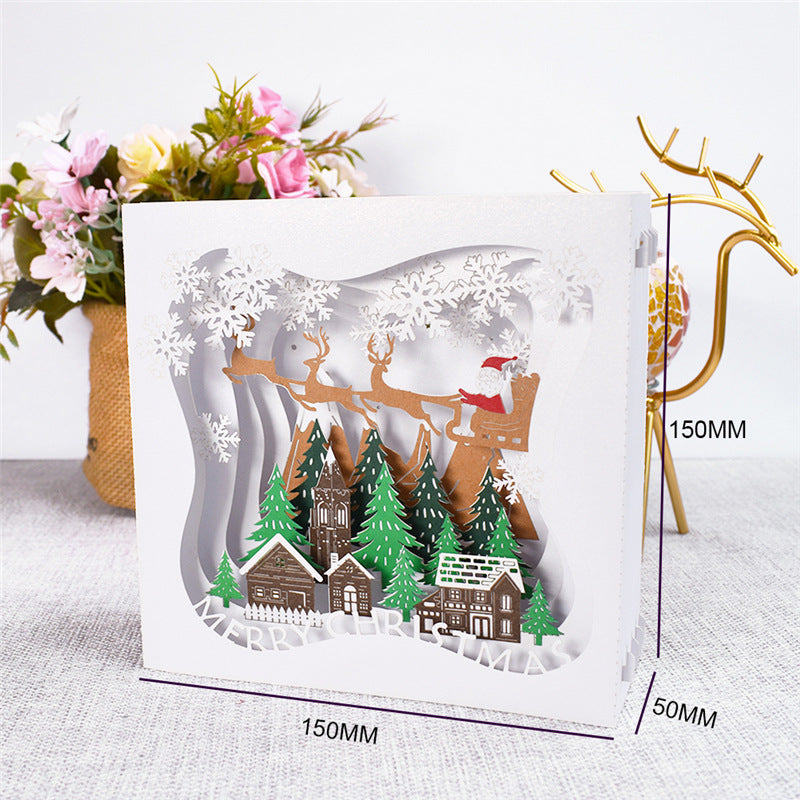 3D Merry Christmas Cards Christmas Tree Winter Gift Pop-Up Cards Christmas Decoration Stickers CJD