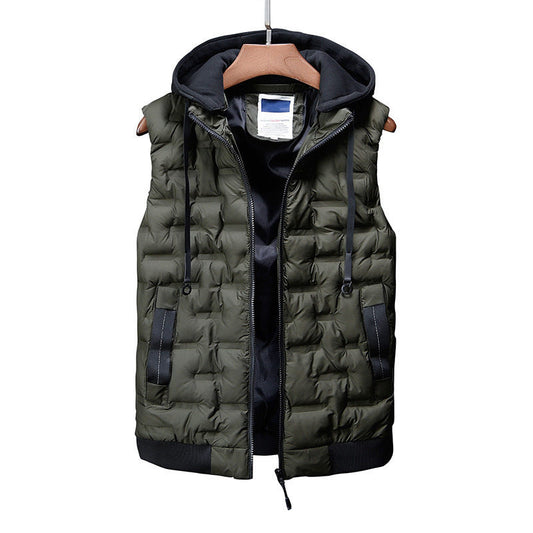 Male Vest Hooded Winter Warm Coat Men Waistcoat CJD