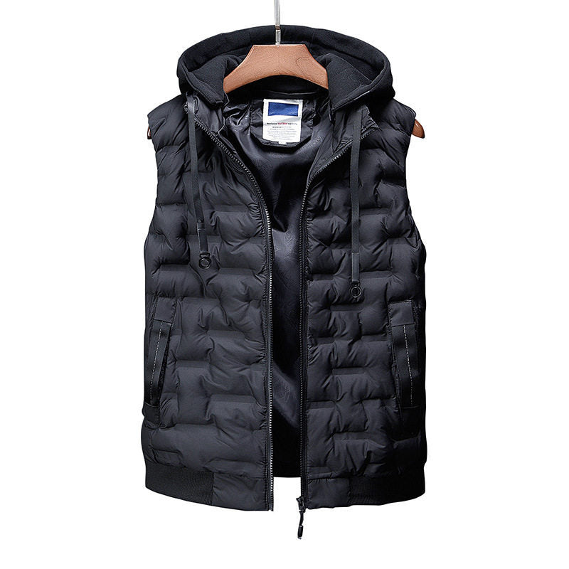 Male Vest Hooded Winter Warm Coat Men Waistcoat CJD
