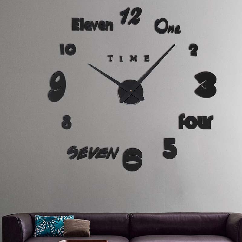 Simple Creative Clock Wall Sticker Diy Wall Clock PearlNestDecor.com
