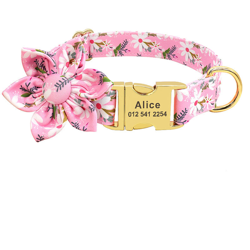 Fashion Printed Dog Collar Personalized Nylon Dog Collar Custom Pet Puppy Cat Collars Engraved ID Tag Collars Dog Accessories Pets Fashion