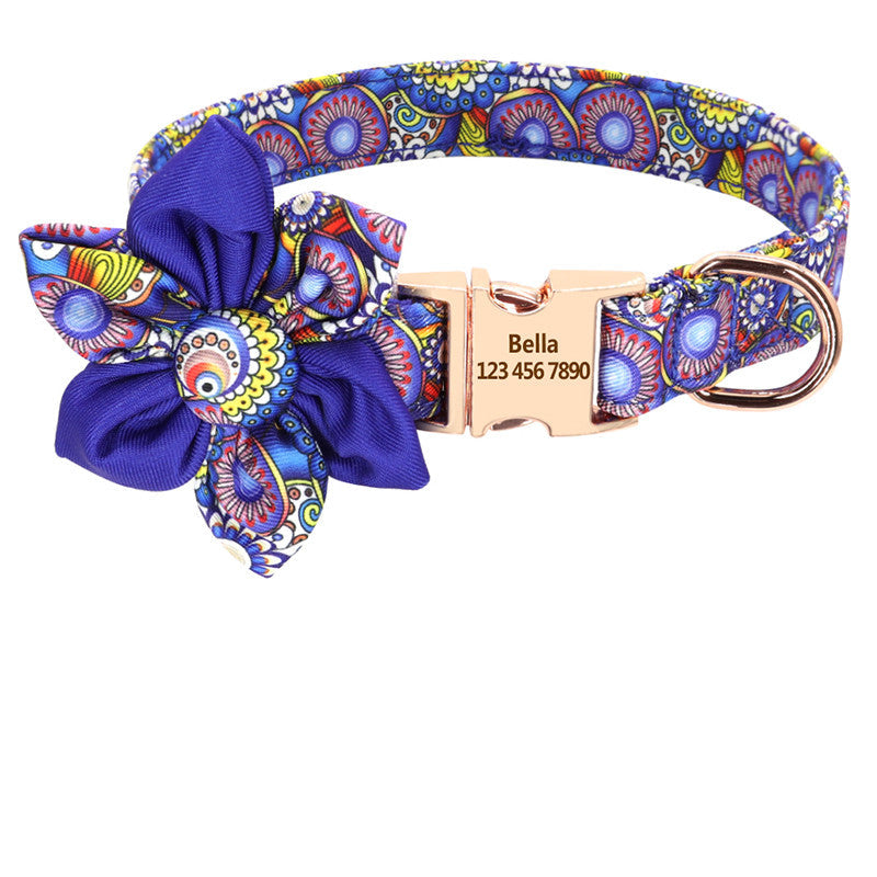 Fashion Printed Dog Collar Personalized Nylon Dog Collar Custom Pet Puppy Cat Collars Engraved ID Tag Collars Dog Accessories Pets Fashion