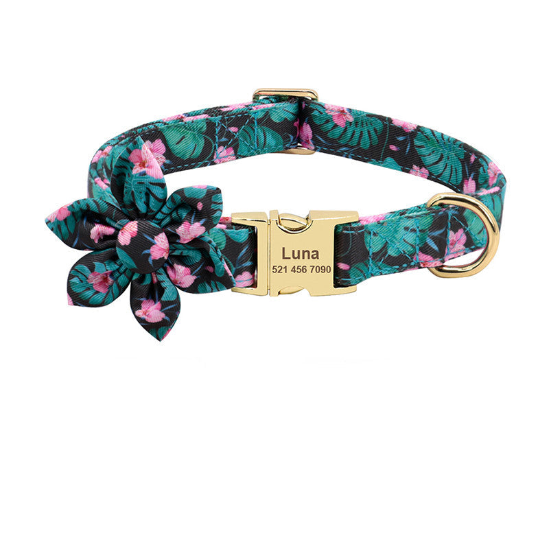 Fashion Printed Dog Collar Personalized Nylon Dog Collar Custom Pet Puppy Cat Collars Engraved ID Tag Collars Dog Accessories Pets Fashion