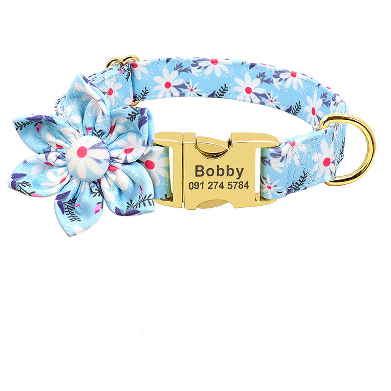 Fashion Printed Dog Collar Personalized Nylon Dog Collar Custom Pet Puppy Cat Collars Engraved ID Tag Collars Dog Accessories Pets Fashion