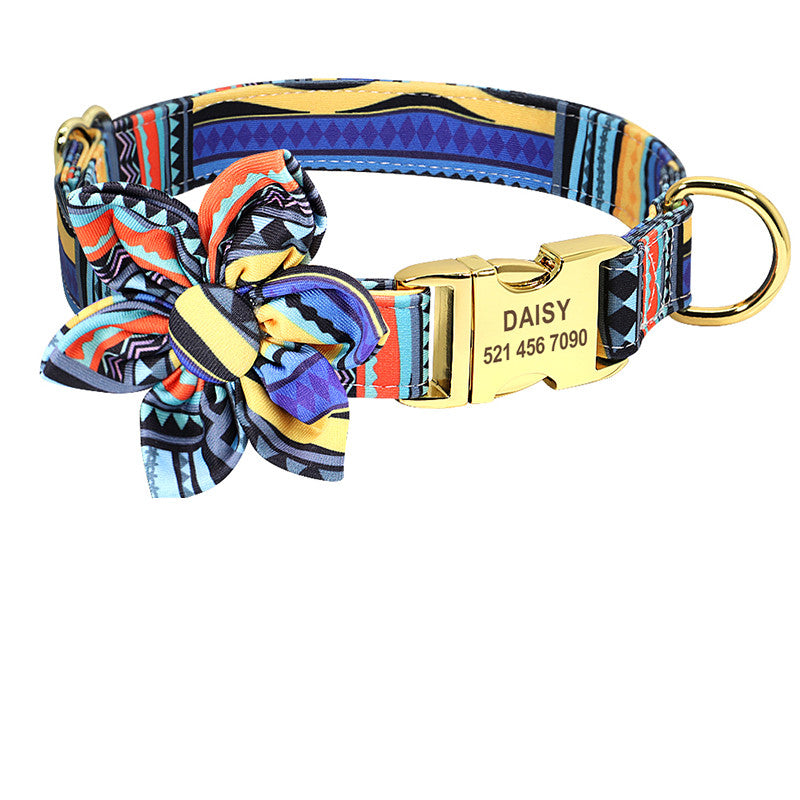 Fashion Printed Dog Collar Personalized Nylon Dog Collar Custom Pet Puppy Cat Collars Engraved ID Tag Collars Dog Accessories Pets Fashion
