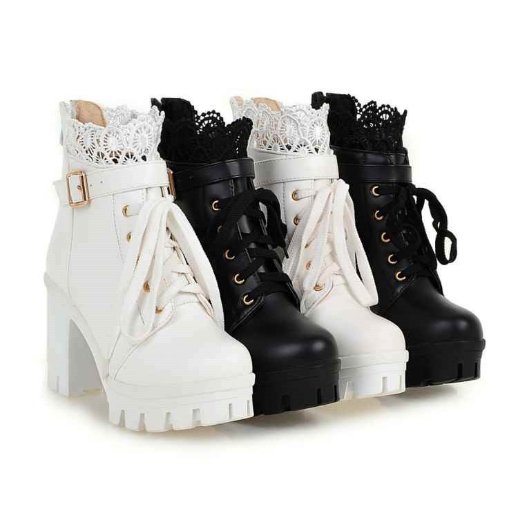 For Women, Lace-up Martens Boots With High Heels And Thick Heels LadyShow.Store