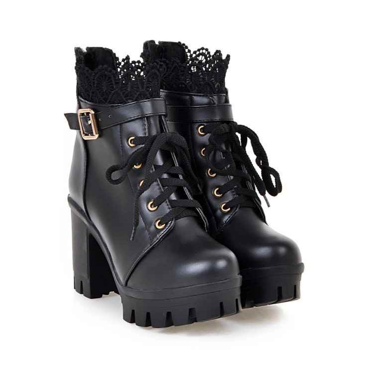 For Women, Lace-up Martens Boots With High Heels And Thick Heels LadyShow.Store