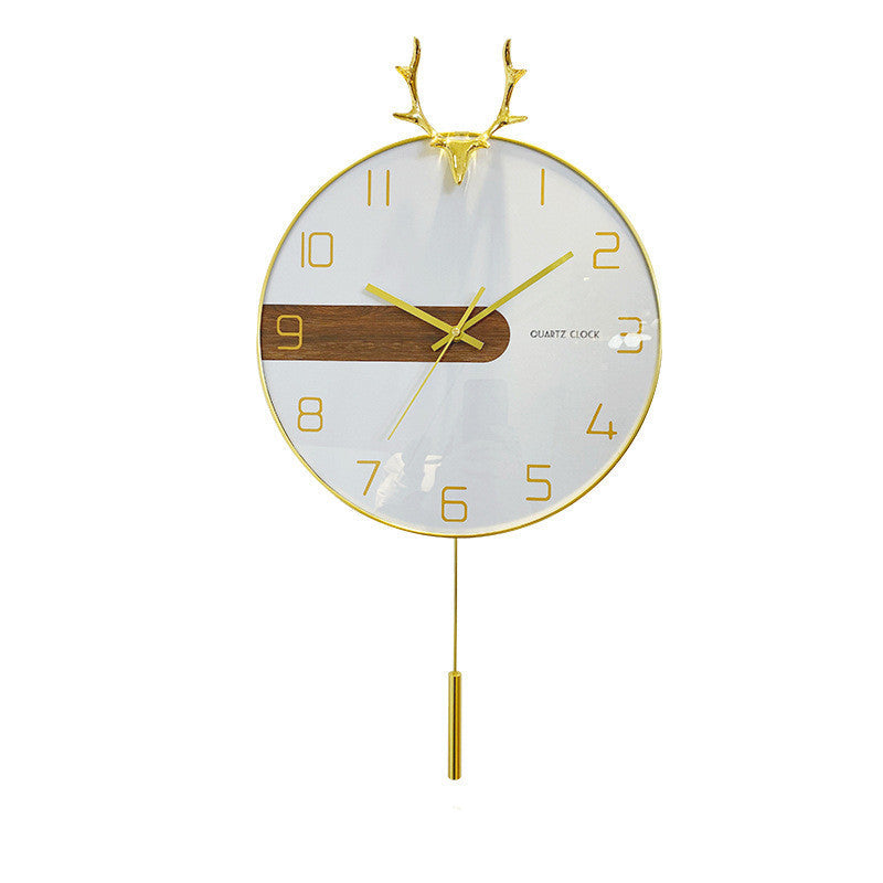 Nordic Creative Antler Solid Wood Wall Clock PearlNestDecor.com