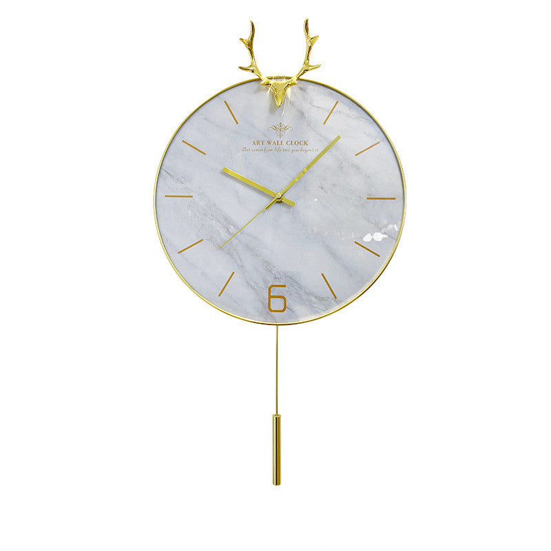 Nordic Creative Antler Solid Wood Wall Clock PearlNestDecor.com