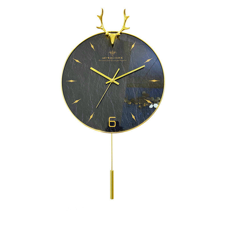 Nordic Creative Antler Solid Wood Wall Clock PearlNestDecor.com