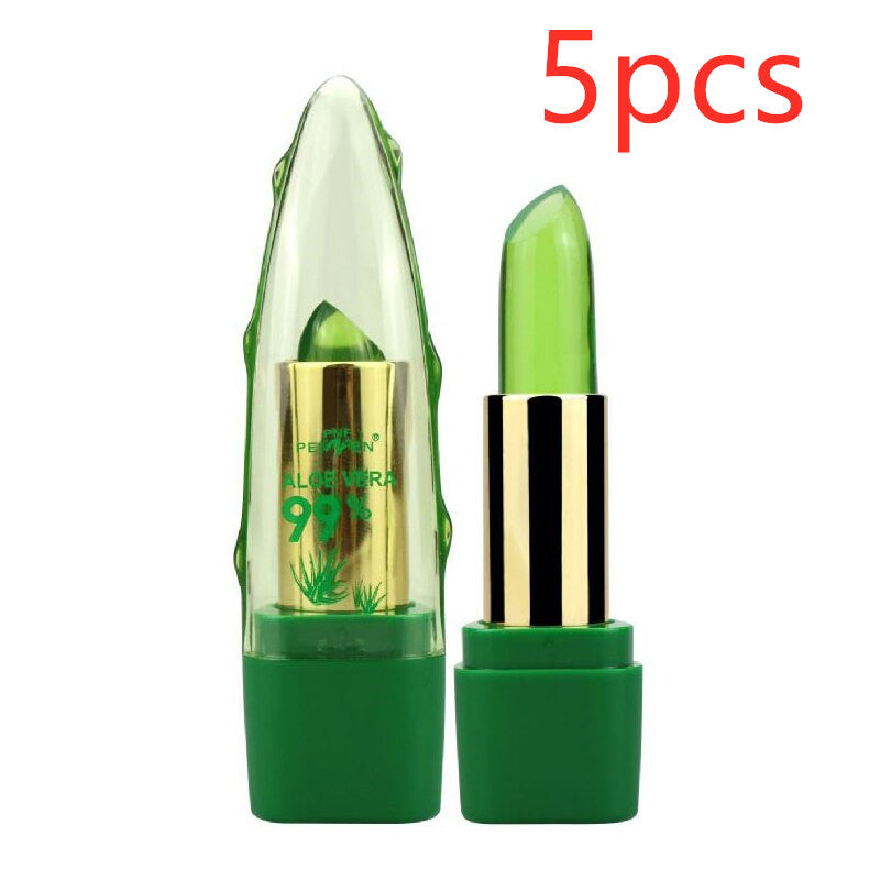 Aloe Vera Gel Color Changing Lipstick Gloss  Moisturizer Anti-drying Desalination Fine-grain Lip Blam Care LadyShow.Store