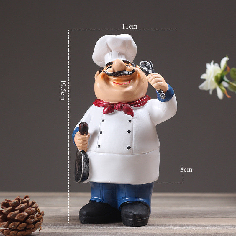 Resin Chef Restaurant Chef Statue Home Kitchen Ornament Figurine Table Decor Welcome PearlNestDecor.com
