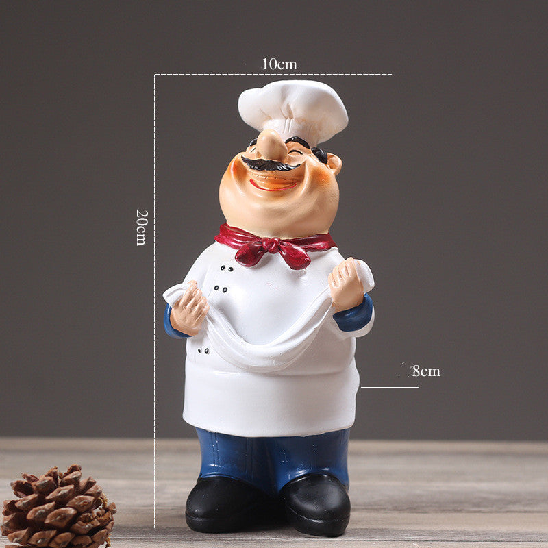 Resin Chef Restaurant Chef Statue Home Kitchen Ornament Figurine Table Decor Welcome PearlNestDecor.com