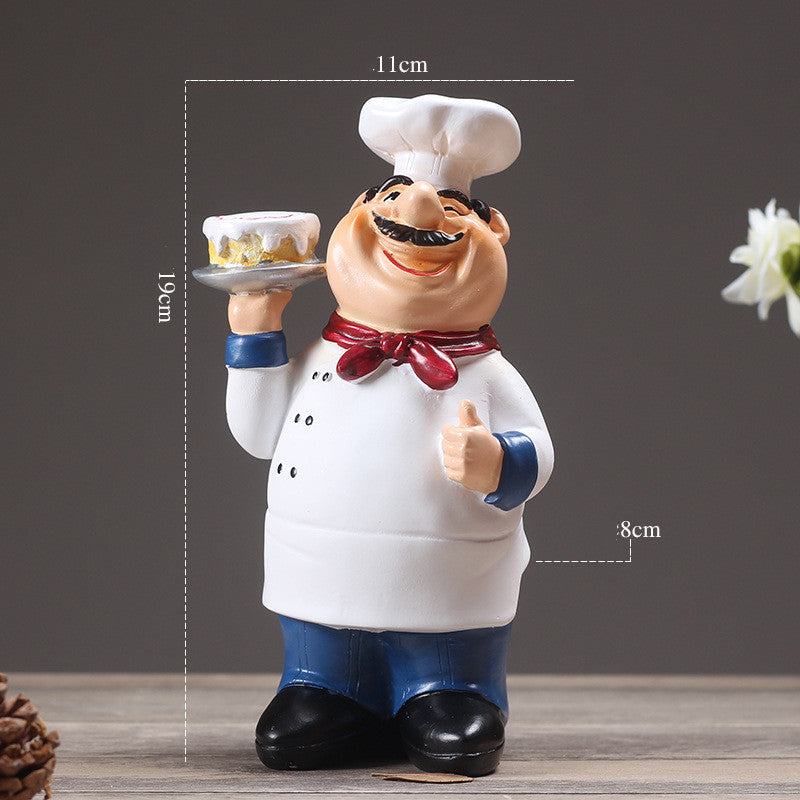 Resin Chef Restaurant Chef Statue Home Kitchen Ornament Figurine Table Decor Welcome PearlNestDecor.com
