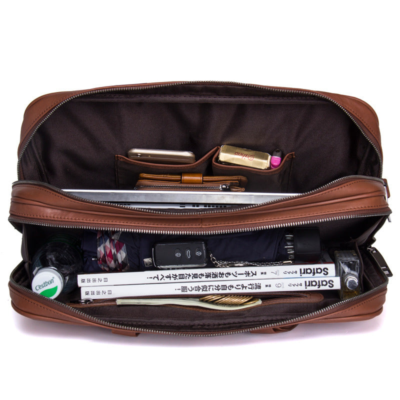 Multifunctional Leather Men's Business Briefcase CJD