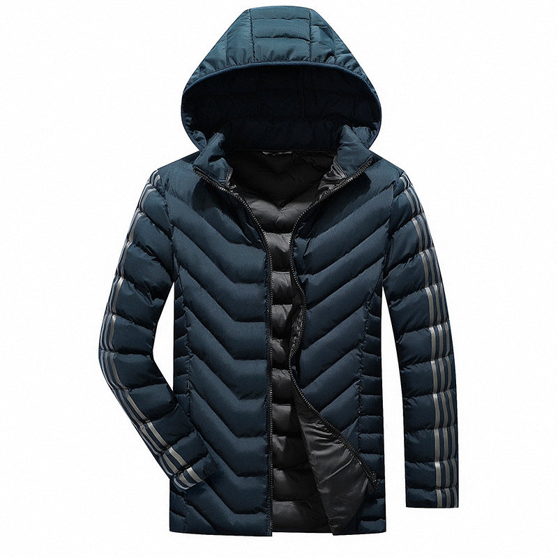 Men's lapel casual hooded jacket