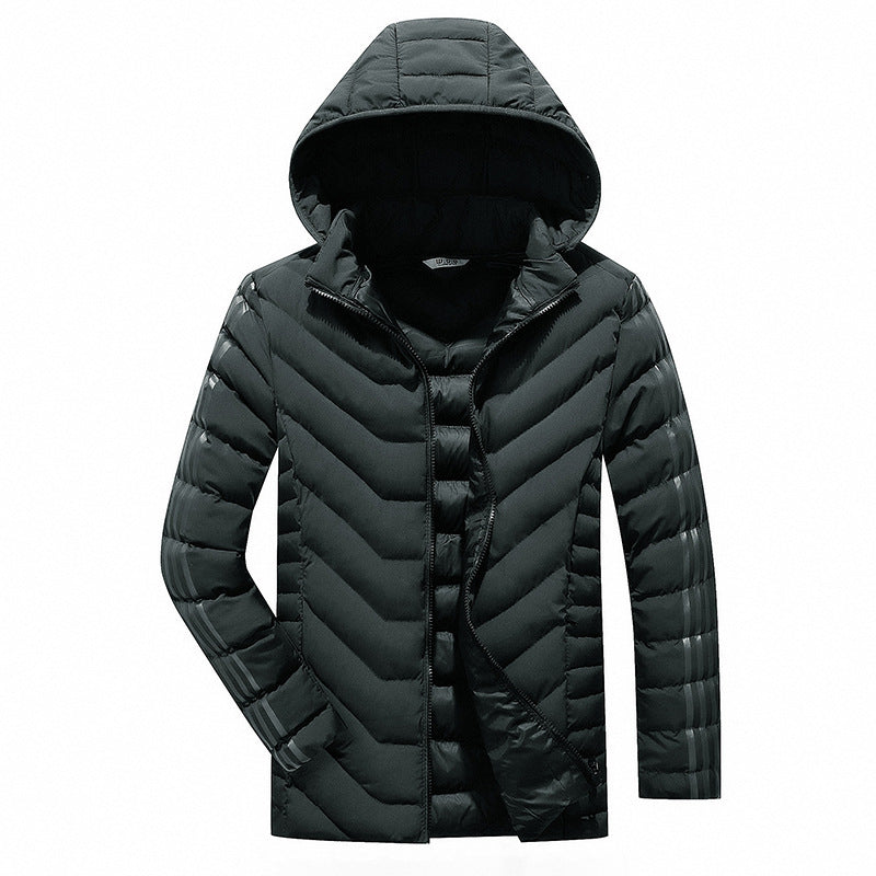 Men's lapel casual hooded jacket