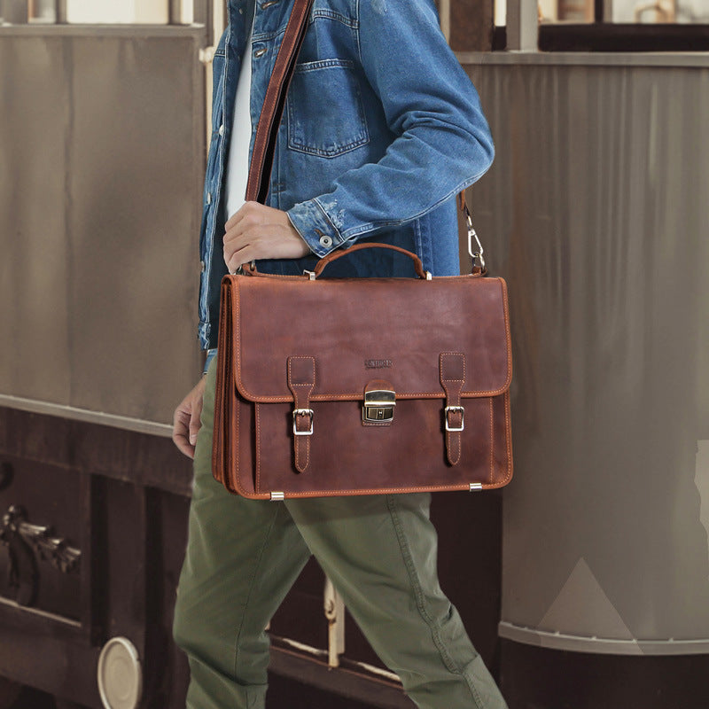 14 Inch Laptop Leather Men's Business Briefcase CJD