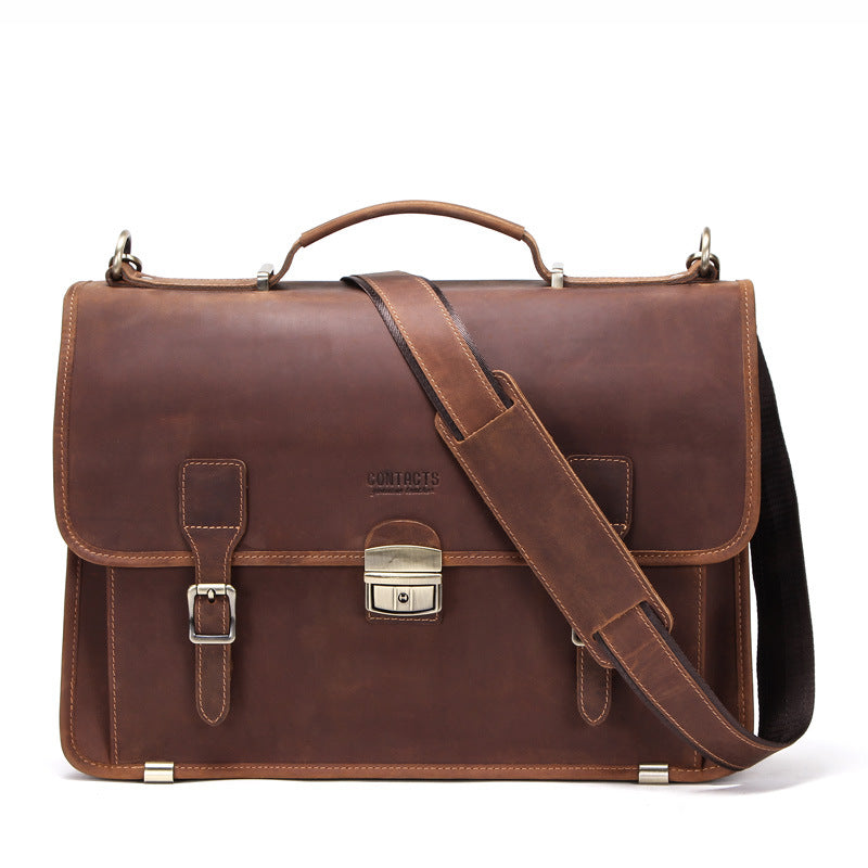 14 Inch Laptop Leather Men's Business Briefcase CJD