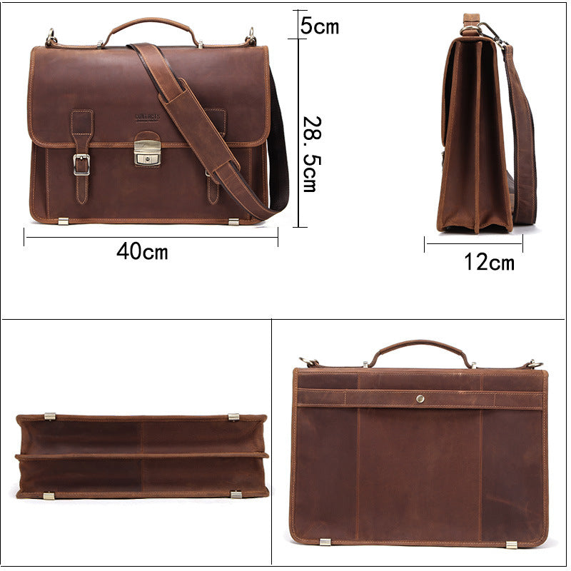 14 Inch Laptop Leather Men's Business Briefcase CJD