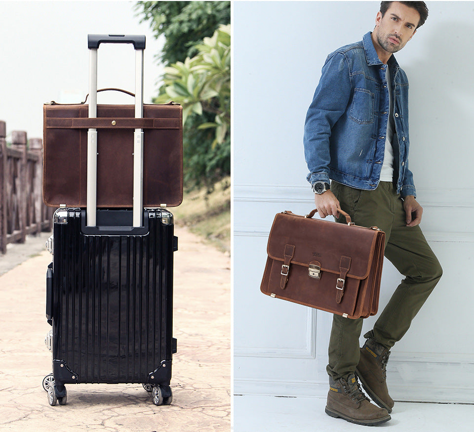 14 Inch Laptop Leather Men's Business Briefcase CJD