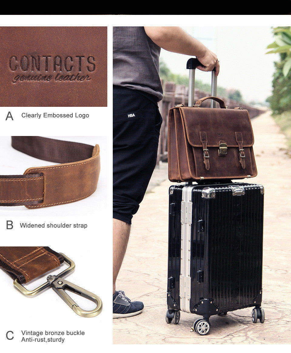 14 Inch Laptop Leather Men's Business Briefcase CJD